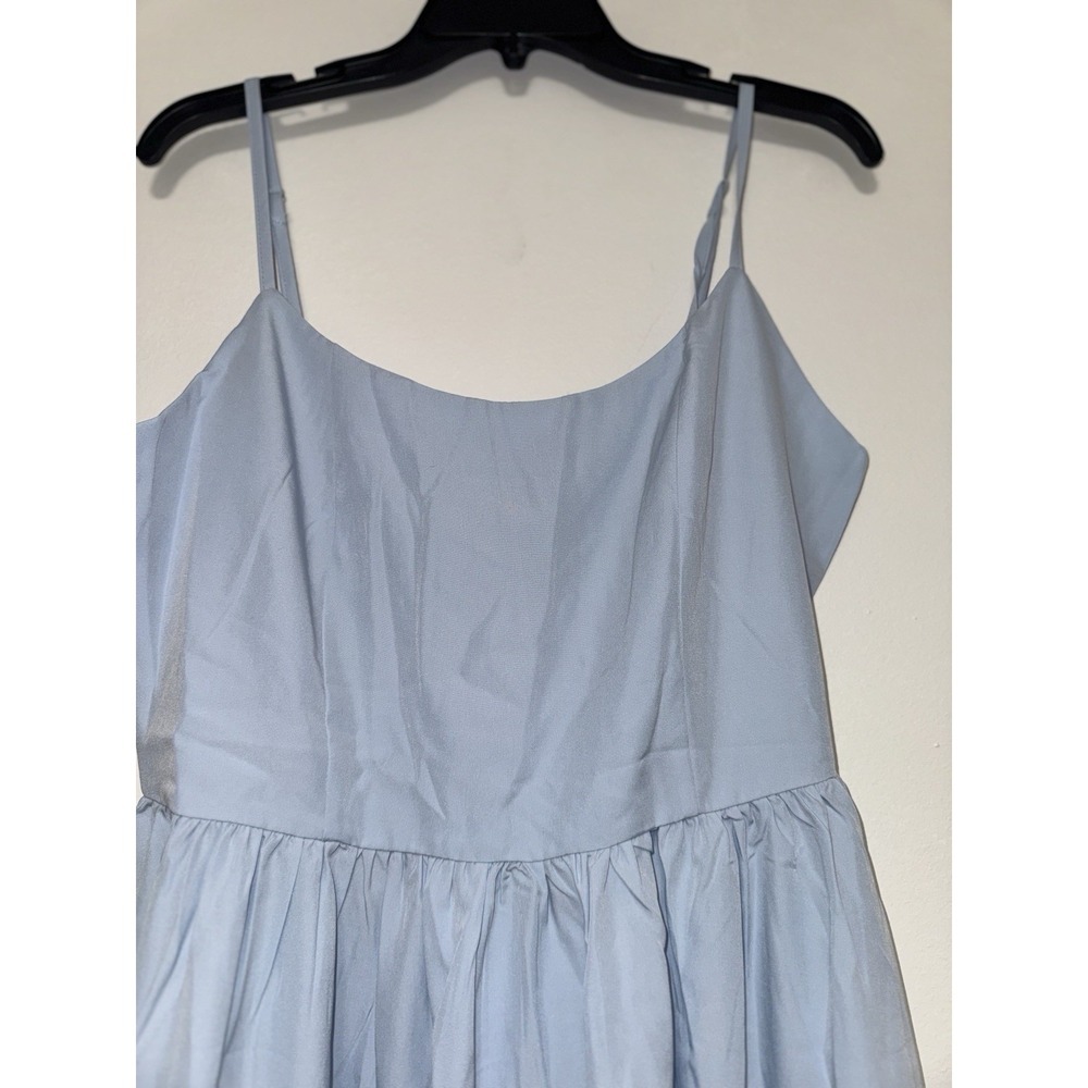 Women Spaghetti Strap Sleeveless High Waist Ruffle A-line Cotton Poplin (L/XL) - Picture 4 of 9